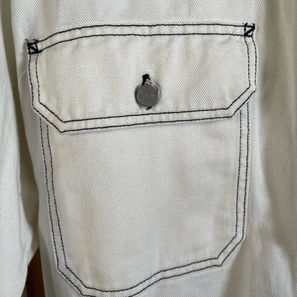 Carhartt Cream Button-Up Shirt with Black Stitching - Picture 2 of 7